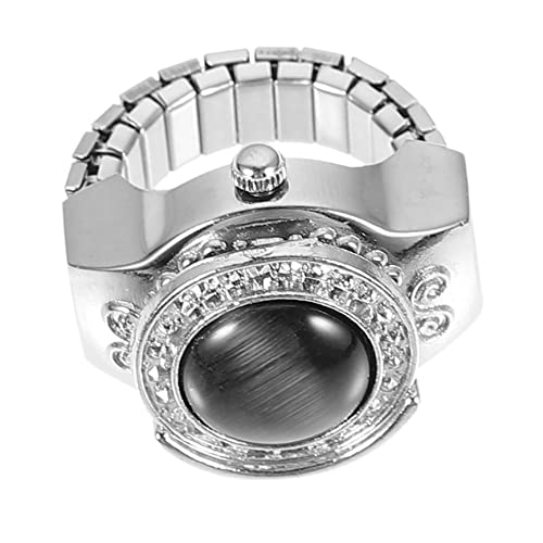 VALICLUD 1stück Metall Fingeruhr Kreative Ring Uhr Mit Einzigartigem Design Accessoire Für Damen Und Herren Für Festivals Und Alltagsgebrauch Elastische Fingeruhr Mit Großer von VALICLUD