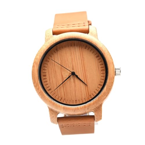 VALICLUD 1stück Retro Holz Uhr Für Herren Mit Lederarmband Bambusoberfläche Leicht Und Langlebig Casual Vintage Armbanduhr Box Design von VALICLUD