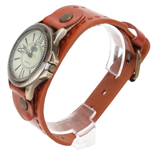VALICLUD Retro-Stil Armbanduhr Für Damen Quarzwerk Echtlederarmband Römische Ziffernblatt Vintage-Uhr Freizeituhr Uhr Mit Lederarmband von VALICLUD