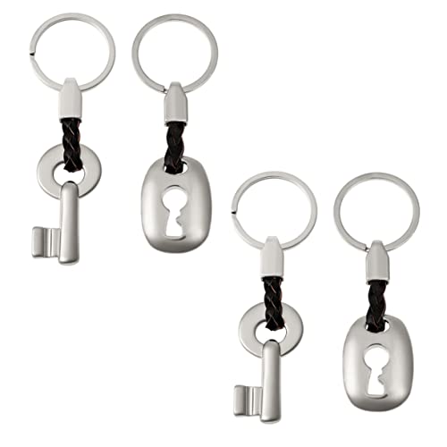 VALICLUD 2 Paar Paare Thema Schlüsselanhänger Dekorationen Silber Metall Schlüsselanhänger Leder Griff Charme von VALICLUD