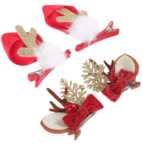 VALICLUD 2 Paar Raupe Haar Geweih kleine Haarspangen Gel Weihnachtsgeweih Haarschmuck Weihnachtsfeier Haarschmuck Urlaub Haarspangen Weihnachts-Haarspangen in loser Schüttung Stoff Colorful von VALICLUD