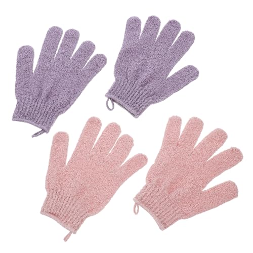 VALICLUD 2 Paare Badetuchhandschuhe Duschhandschuh Peelinghandschuh rosa Peelinghandschuhe Peeling-Handschuh Handpeelinghandschuh Luffa-Handschuhe peelen Frauen Polyester von VALICLUD