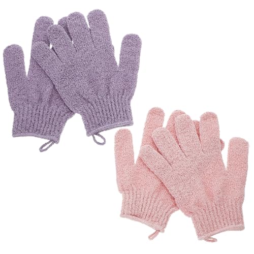 VALICLUD 2 Paare Badetuchhandschuhe Handpeelinghandschuh Körperschrubbenhandschuhe Body Scrub Handschuh Luffa-Handschuhe peelen Frauen Peeling-Badehandschuhe Polyester von VALICLUD