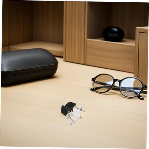 VALICLUD 2 Paare Edelstahl Manschettenknöpfe Herren Französisches Design Kratzfest Elegant Vielseitig Für Business Hochzeit Formelle Anlässe DIY Set Stahlfarben Schwarz von VALICLUD