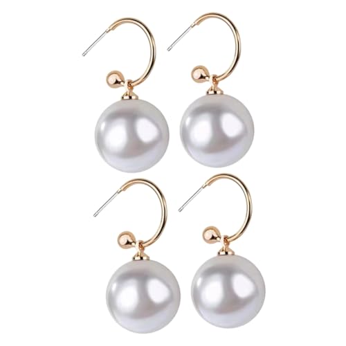VALICLUD 2 Paare Große Perlen ohrringe Ohrschmuck Ohrringe trendy weihnachtsdeko Nachahmung Perlenohrringe Ohrstecker Ohrringe Frauen Mädchenohrringe Legierung Weiß von VALICLUD