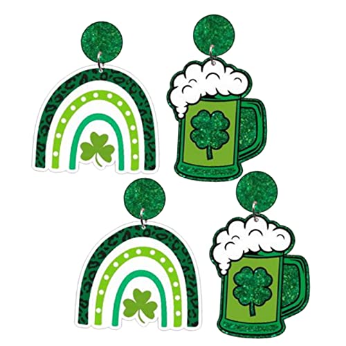 VALICLUD 2 Paare Grüne Glückliche Grasohrringe Urlaubsohrringe St. Patricks Day Accessoires St. Patricks Day Ohrringe Green Acryl von VALICLUD