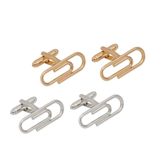VALICLUD 2 Paare Herren Manschettenknöpfe Französischer Stil Paperclip Design Hemd Ärmel Dekoration Business Hochzeit Schmuck Geschenk von VALICLUD