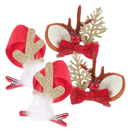 VALICLUD 2paare Reindeer Antler Haarclips Weihnachts-haaraccessoires Für Stilvolle Antler Haarspangen Für Festliche Anlässe Bezaubernde Haardekoration Mit Klassischem Design von VALICLUD