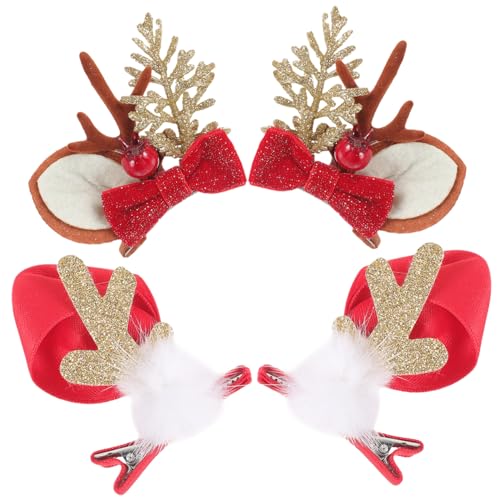 VALICLUD 2 Paare Kostüm Weihnachtsspangen Haarklammer Weihnachtshaarschmuck für Frauen Elch Weihnachtsgeweih Haarschmuck Weihnachtsfeier Haarschmuck Haarspange Geweih-Hutclip Stoff Colorful von VALICLUD