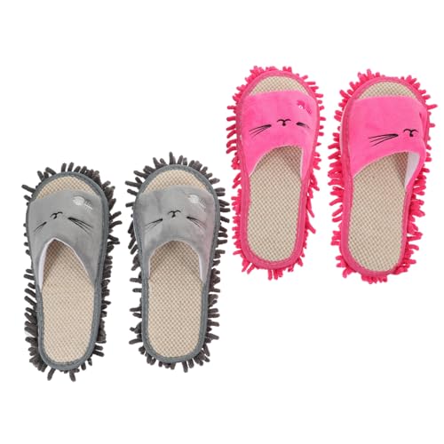 VALICLUD 2 Paare Mopp slipper Damen Waschbare Bodenreinigung Hausschuhe mit Hoher Saugfähigkeit Komfortable Leichte Putzhilfen für Einfache Bodenpflege Geeignet für Schuhgröße von VALICLUD