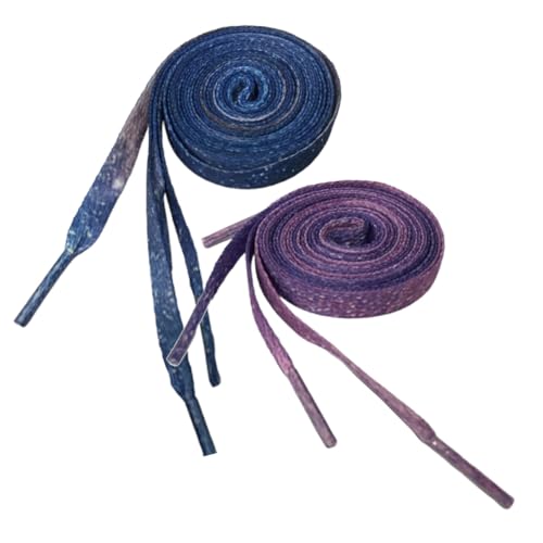 VALICLUD 2 Paare Polyester Schnürsenkel Flach Bedruckt Sternenhimmel Design Dunkellila Dunkelblau Langlebige Schuhbänder für Sneaker Freizeitschuhe Mädchen Modische Schuhaccessoires von VALICLUD