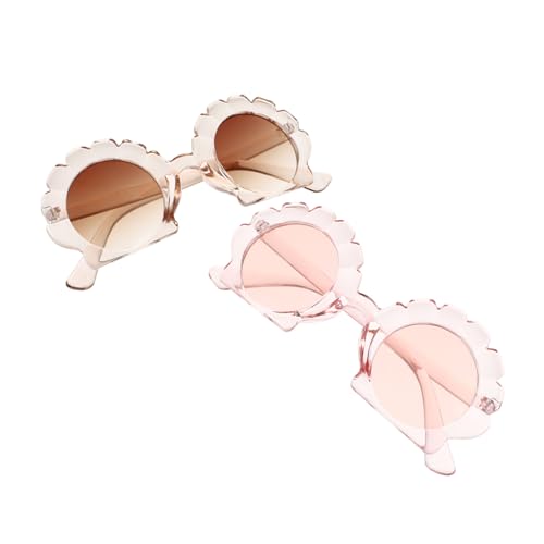 VALICLUD 2 Paare Sonnenbrillen Vintage Stil Modische Outdoor Eyewear mit Spiegelglas Unregelmäßige Form Transparente Braune und Pinke Gläser Leichte Sonnenbrille für Sommer Strand und von VALICLUD