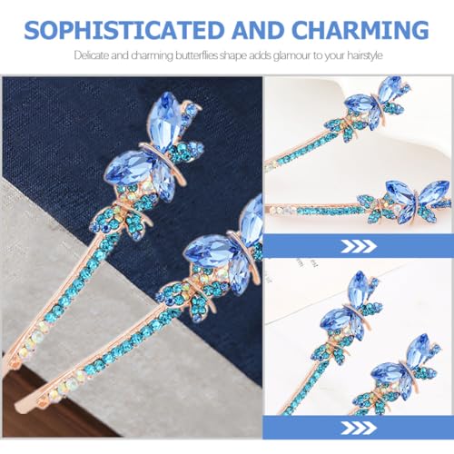 VALICLUD 2 Paare Strass Schmetterling Haarspangen Damen Leicht und Robust Eleganter Haarschmuck für Alltag und Geschenk Geeignet für Frauen und Mädchen von VALICLUD