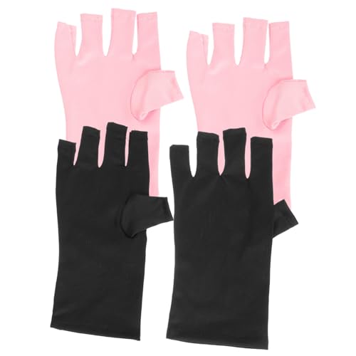 VALICLUD 2 Paare UV schutz Maniküre Handschuhe Fingerlos Atmungsaktive Elastische Nagelpflege Handschuhe aus Polyester Kurz und Schwarz Schutz vor UV strahlen für Damen Praktisch und von VALICLUD