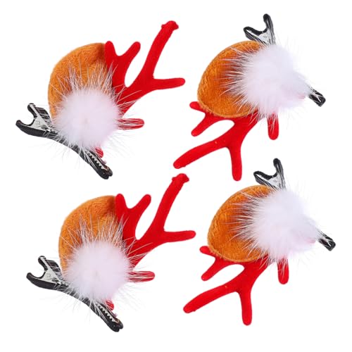 VALICLUD 2 Paare Weihnachts Haarspangen Rentiergeweih Duckbillclips Langlebig Geruchsneutral Festlich Haarschmuck für Damen Weihnachtskostüm Zubehör von VALICLUD