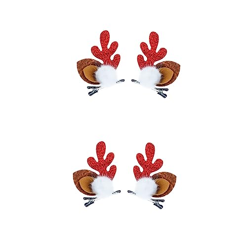 VALICLUD 2 Paare Weihnachts Haarspangen mit Rentiergeweih Design Teiliges Haaraccessoire für Damen für Partys Fotografie und Festlichkeiten Bequem und Langlebig von VALICLUD