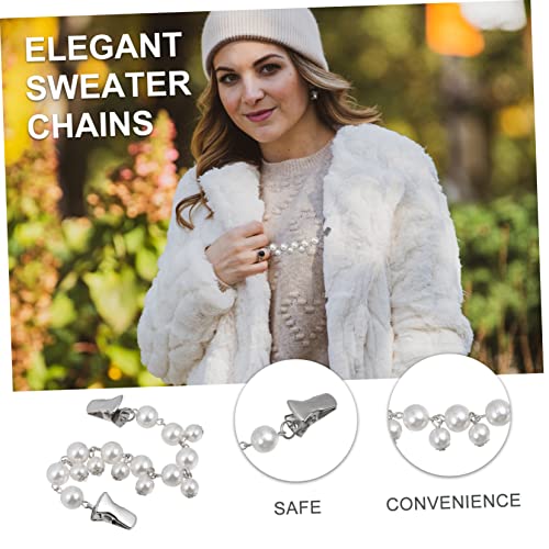 VALICLUD 2 Retro Strickjacken Clips Robustem Material Widerstandsfähig gegen Hohe Temperaturen Kragenspangen für Damen Stilvolle Pullover Ketten Weiß Dekorative Mode Accessoires von VALICLUD