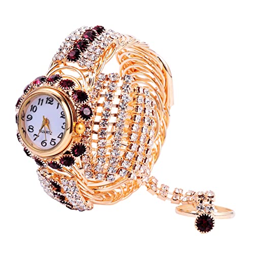 VALICLUD 2 STK Damenringuhr Quartz Uhr Goldener Uhrenarmreif Damenarmbanduhren damenringe armbänder Diamantarmband Quarz-Armbanduhr Uhr mit Quarzwerk Einfach und stilvoll Quarzuhren Gurt von VALICLUD