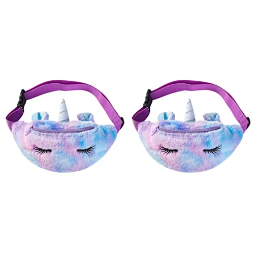 VALICLUD 2 STK Einhorn-gürteltasche Crossbody Brusttasche Plüsch Geldbörse Bauchtasche Plüsch-gürteltasche Kinder Hüfttasche Neuheit Umhängetasche Fanny Metall Mädchen Bote von VALICLUD