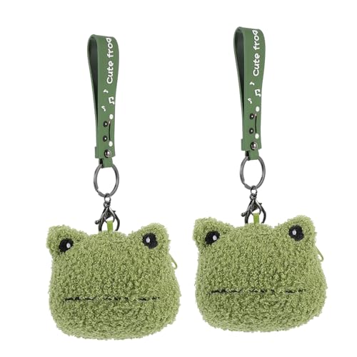 VALICLUD 2stücke Teiliges Grüner Frosch Schlüsselanhänger Münzgeldbörse Niedliche Baumwoll Aufbewahrungstasche Für Kleingeld Lippenstift Und Mehr Für Junge Mädchen Und Erwachsene von VALICLUD