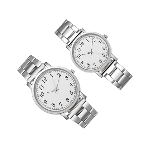 VALICLUD 2 STK Paar beobachten langlebige Freizeituhren Paar Uhren Silberne Uhren Kinderuhr personalisierte Uhr valtinstaggeschenke Moderne Uhr Silberne Armbanduhren Rostfreier Stahl Silver von VALICLUD