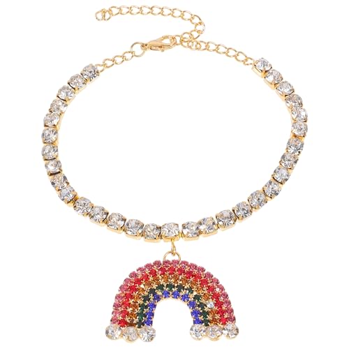 VALICLUD 2 STK Regenbogen-Anhänger-Fußkettchen Strandarmbänder weibliches Fußkettchen für Freundinnen Girlfriend Sommer Fußkette Strandfußkette Strasssteine Colorful von VALICLUD