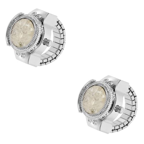 VALICLUD Ringuhr Damen 2 STK Ringuhr Female Watch Fingeruhr ساعة يد Hand Uhr Uhrenringe Kapitelring Ansehen Für Paare Armbanduhr Herren Schmuck Uhr Achten Sie Auf Zinklegierung Weiß von VALICLUD