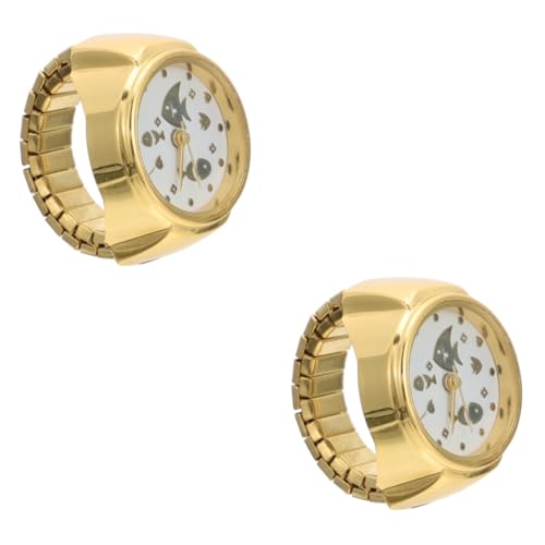 VALICLUD 2 STK Ringuhr Goldfarbe Schmuckuhr Digitaluhr für Frauen Uhr mit rundem Ring Mann beobachten Digitaluhren für Herren Uhrenring Frauen beobachten schicke Uhr Zinklegierung Golden von VALICLUD