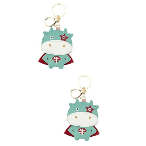 VALICLUD 2 STK Schlüsselanhänger Kinder schlüsselbund Chinese Zodiac anhänger Charms car Key Chain Sternzeichen Kuh Anhänger fürs Auto Taschenanhänger hängende Verzierung PU-Leder von VALICLUD