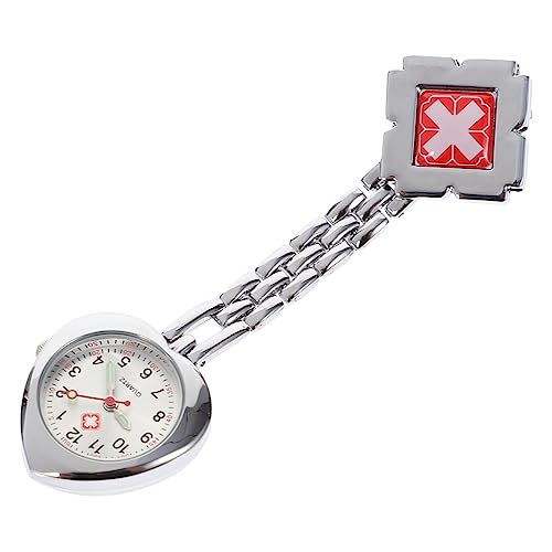 VALICLUD 2 STK Taschenuhr Brillenständer Krankenschwestern Uhren Medical Watch Krankenschwester Uhr hängende Uhr Ansteckuhr aufsteckbar Brustuhr Zeiger Anschauen Damen Aluminiumgehäuse rot von VALICLUD