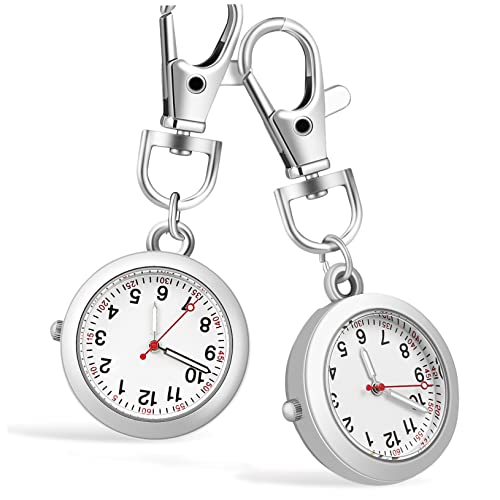 VALICLUD 2stücke Krankenschwesteruhren Mit Uhrenclips Runde Taschenuhren Mit Leuchtenden Zeigern Clip-Uhren Für Damen Und Herren von VALICLUD