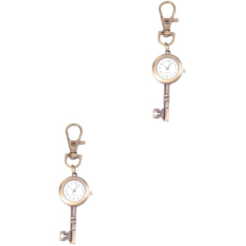 VALICLUD 2stücke Retro Taschenuhr Schlüsselanhänger Aus Antikmessing Kreatives Design Tragbare Uhr Für Damen Und Herren Vintage Stil Für Kleidung Und Accessoires Als Für Freunde Und von VALICLUD