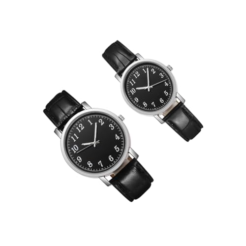 VALICLUD 2stücke Paaruhr Aus Armbanduhren Langlebige Freizeituhren Kreative Gürteluhr Mode Uhr Freizeituhr Schwarz Hochwertige Legierung Zuverlässig Vielseitig Einsetzbar von VALICLUD