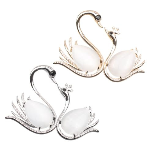 VALICLUD 2 STÜCK Elegante Schwan Broschen mit Zirkonia Modische Anstecknadeln für Damen Stilvolle Hochzeitsbrosche Vielseitig für Kleidung Schals Jacken und Festliche Zufällige Farbe von VALICLUD