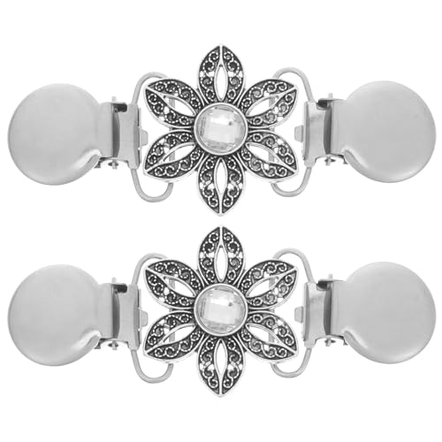 VALICLUD 2 STÜCK Pullover Clips Klassische Weiße Kristall Intarsien Krawatte Pullover Clips Bundle Clips Kleidung Verbindung Schnalle Cardigan Clips Pullover Kragen Clips (Silber) von VALICLUD