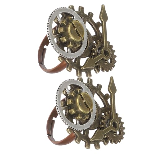VALICLUD 2 STÜCK Teiliges Vintage Steampunk Zahnrad Ring aus Langlebiger Legierung Modische Unisex Metallringe mit Einzigartigem Zahnraddesign Stilvolle Accessoires für Damen und Herren von VALICLUD