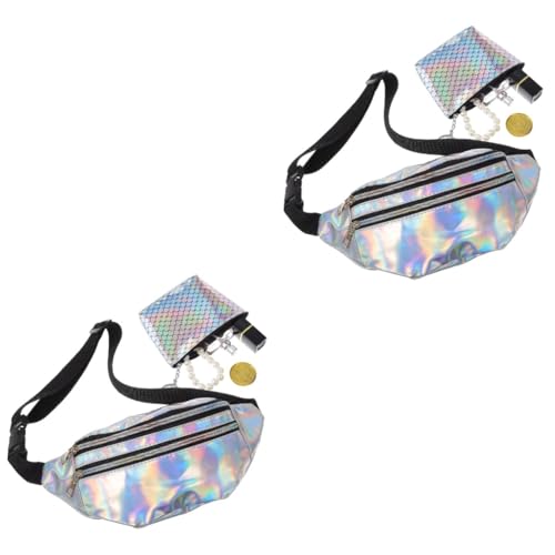 VALICLUD 2 Sätze Damen Hüfttasche Verstellbarer Gürtel Wasserabweisend Strapazierfähiges Material mit Fischschuppen Münztasche für Outdoor Sport Joggen Wandern Festivals von VALICLUD