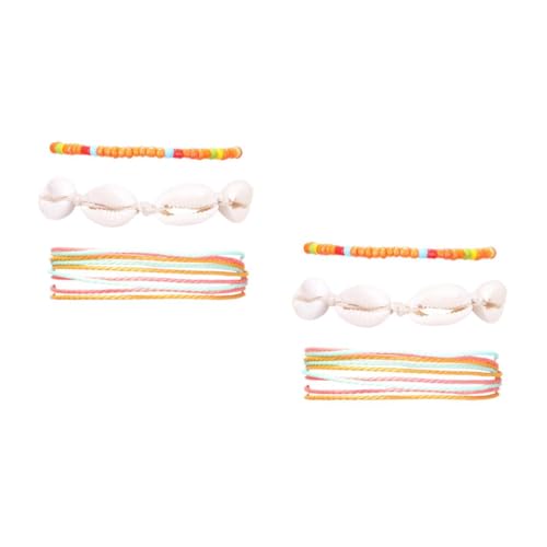 VALICLUD 2 Sätze Gewebtes Wachs Faden Armband Fußkettchen Für Damen Knöchel Perle Fußkettchen Casual Kloben Verstellbar Perlen Fußkette Böhmische Fußkette Wachslinie Orange 3 Stück * 2 von VALICLUD