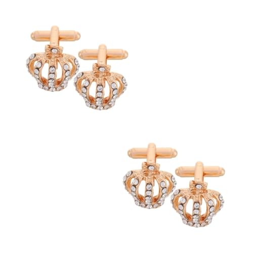VALICLUD 2 Sätze Manschettenknöpfe Mit Krone Doppelköpfiger Aquarellstift Tragbarer Klebstoff Rhinestone Manschettenknöpfe Goldene Manschettenknöpfe Anzughemd Nieten Diamant 2 Stück * 2 von VALICLUD