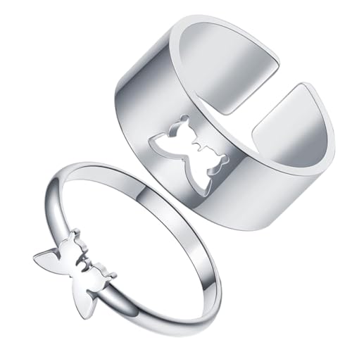 VALICLUD 2 Sätze Schmetterlingsring Verstellbare Ringe Schmuck Mama Gold Band Ring Ring Eleganter Ring Vintage Ringe Spaltringe Mode Fingerring Ringe Kupfer Silber 2 Stück * 2 von VALICLUD