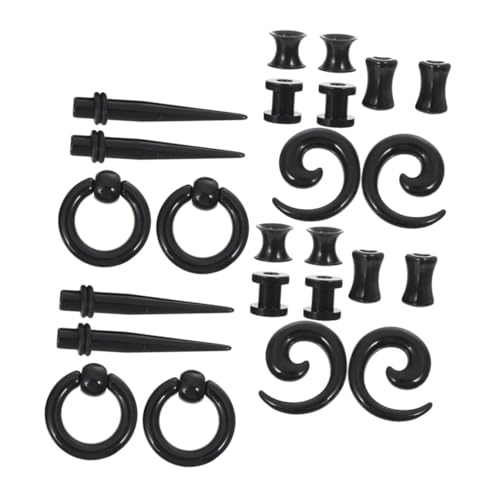 VALICLUD 2 Sätze Schwarz Spiral Tapern Gauges Expander Ohrpiercing Set Ohr Schmuck für Damen Herren Langlebig Vielseitig Kombinierbar von VALICLUD