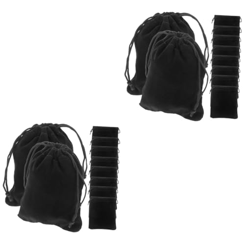 VALICLUD 2 Sätze Schwarzer Samtschmucktasche Reise-Make-up-Tasche Kosmetiktasche Reise-kulturbeutel Toilettenart Bag Beutel Mit Kordelzug Tragbare Kulturtasche Flanell 15 Stücke * 2 von VALICLUD