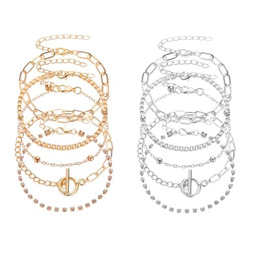 VALICLUD 2 Sätze Set Aus Armband Und Fußkettchen Knöchelschmuck Mode Fußkettchen Knöchel- Frauenschmuck Böhmisches Fußkettchen Handkette Legierung Silver 10 Stück * 2 von VALICLUD