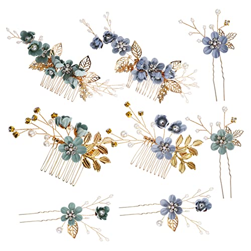 VALICLUD 2 Satz Blume Haarnadel Brautjungfer Hochzeit Abschlussball Haarklammer Stifte Barrettes dekorative Haarkämme Haarschmuck für Damen Braut Haarkamm Blumenhaarzubehör Zinklegierung von VALICLUD