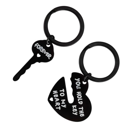 VALICLUD 2 Schlüsselanhänger mit Herzschloss Freund Freundin gravierter -Schlüsselanhänger inoxlm The Office rostfreier Schlüsselring gravierter Schlüsselanhänger Black von VALICLUD