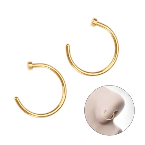 VALICLUD 2 Stck C Förmiger Nasenring aus Chirurgischem Titansstahl Hypoallergen Glatt Poliert Unisex Nasenpiercing Schmuck Sicher und Komfortabel für Damen und Herren Goldfarben von VALICLUD