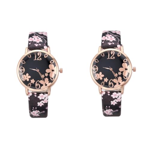 VALICLUD 2stücke Elegante Damen-Armbanduhr Mit Kreativem Pflaumenblütenmuster Modische Quarzuhr Für Damen Als Für Geburtstage Und Weihnachten Bietet Hohen Stil von VALICLUD