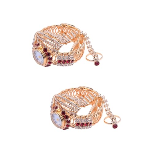 VALICLUD 2stücke Damen Armbanduhr Aus Legierung Elegante Quarz Uhr Mit Funkelndem Design Für Modebewusste Frauen Für Alltag Shopping Und Besondere Anlässe Hochwertige Verarbeitung Und von VALICLUD