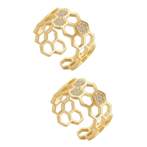 VALICLUD 2 Stk Geometrischer Spaltring Vintage-ring Bienenstockring Verlobungsring Schmuckring Frauen Vergoldeter Ring Offenen Schwanzring Paar Schmuck Partyring Kupfer (14k Vergoldung) von VALICLUD