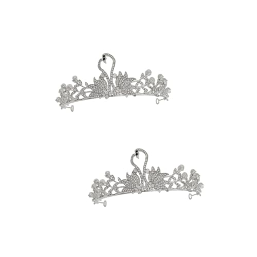 VALICLUD 2 Stk Schwanenkrone haarschmuck Kopfschmuck für Mädchen Kristall-Haaranhänger Krone für Mädchen Tiara Haarreifen aus Legierung Strass-Krone Mode Stirnband schmücken Kopfbedeckung von VALICLUD